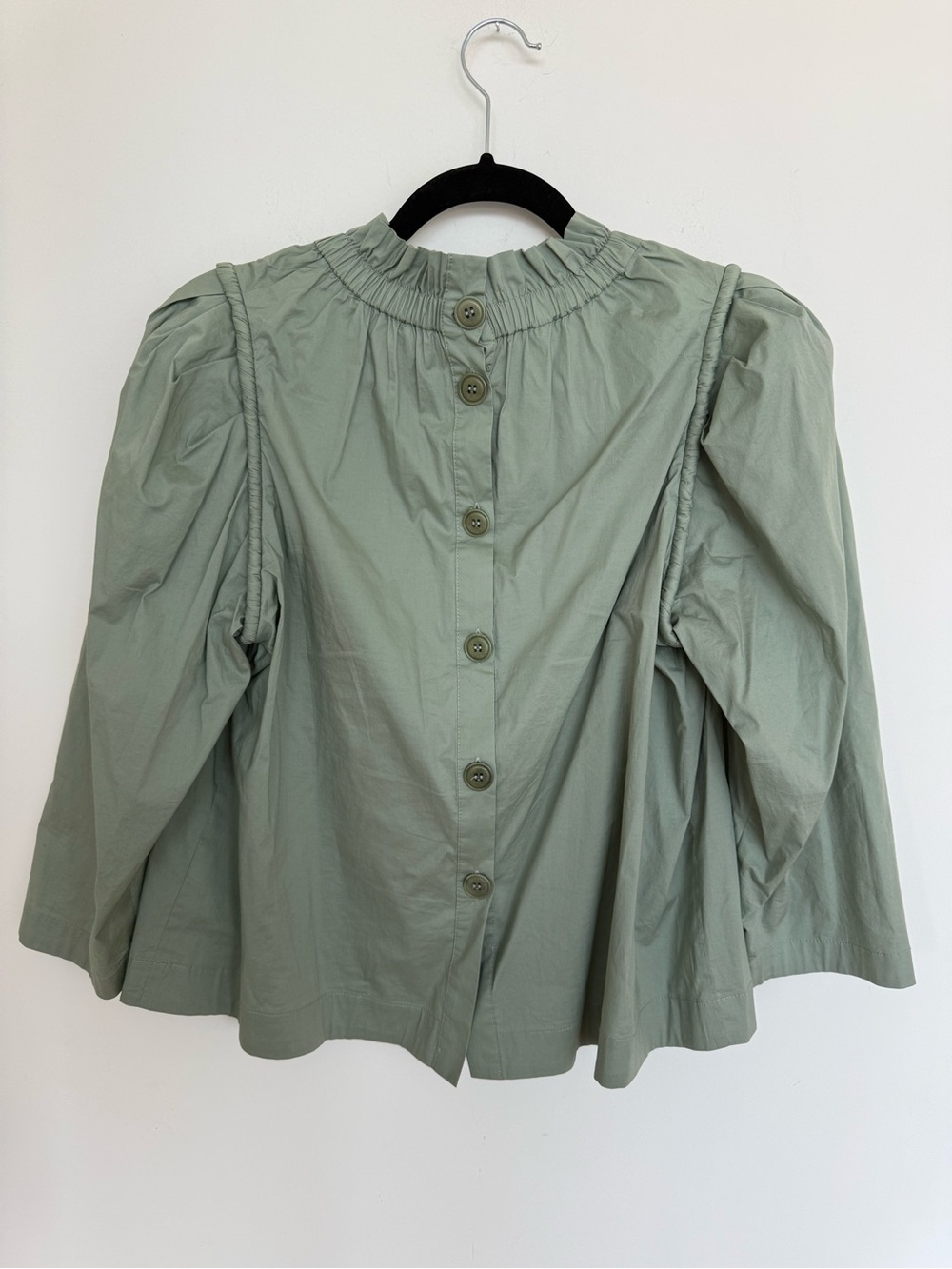 Sea NY Sienna 3/4 Sleeve Button-Back Blouse in Sage Green Size 2 - Picture 4 of 5